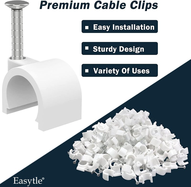 Easytle Cable Clips 10mm Nail in Cable Holder Clip 100 Pcs Wire Clips Speaker Tacks for Cords Coax Clamps Ethernet Cord Tacks RG6 RG59 CAT6 RJ45 Wall Wire Organizer - Image 2